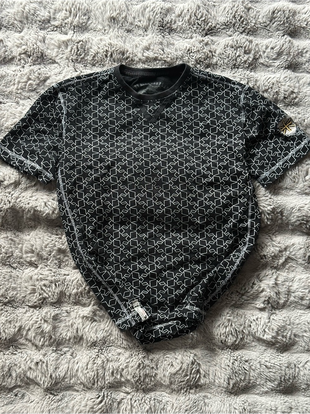 Point Zero Black Short-Sleeve Star Print Shirt